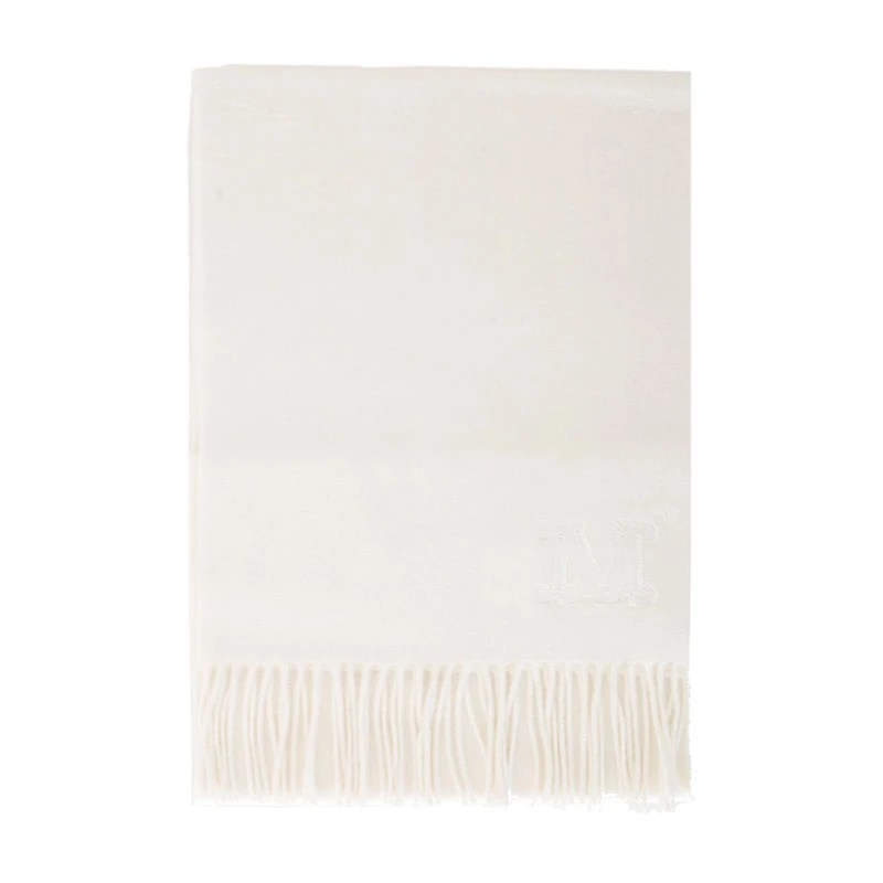 商品Max Mara|MAX MARA 女士乳白色流苏围巾 45463117-600-088,价格¥1731,第1张图片