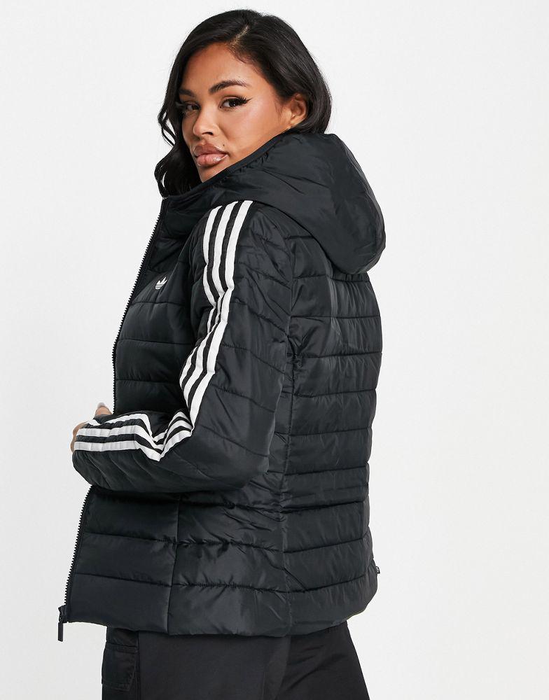 adidas Originals slim trefoil puffer jacket in black商品第2张图片规格展示