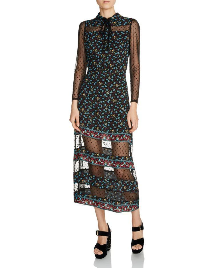 商品Maje|Rezia Mixed Media Midi Dress,价格¥2110,第1张图片