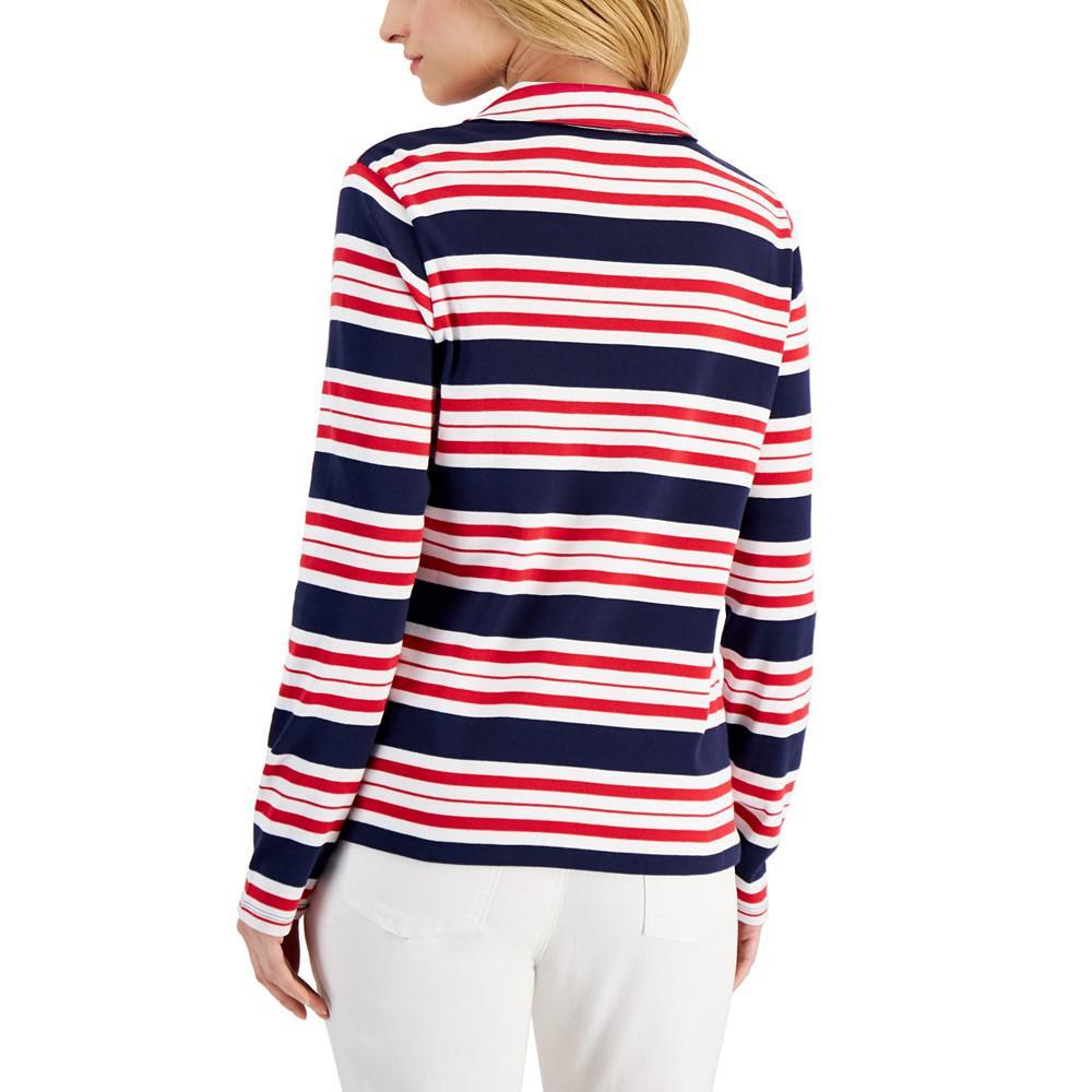 商品Charter Club|Women's Striped Johnny-Collar Top, Created for Macy's,价格¥34,第4张图片详细描述