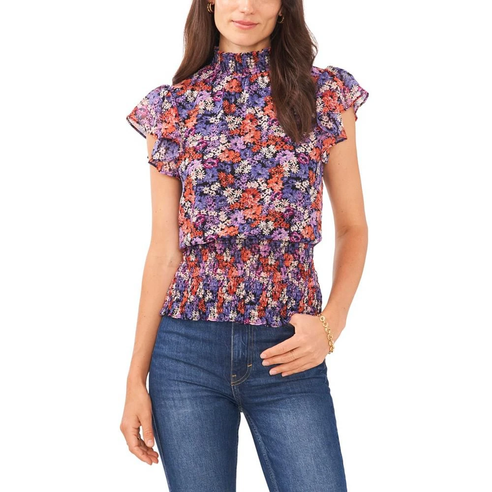 商品1. State|Women's Flutter Short Sleeve Smocked Neck Top,价格¥155,第1张图片