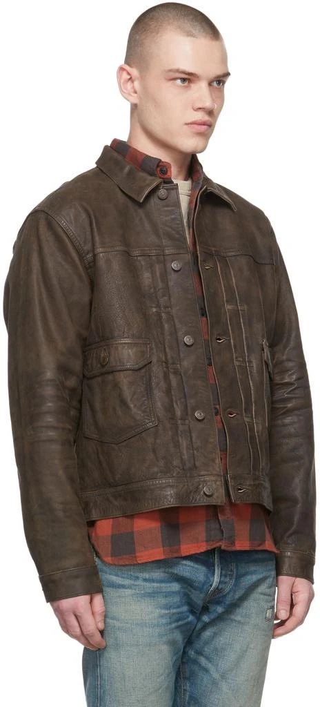 商品RRL|Brown Leather Timeworn Jacket,价格¥8131,第2张图片详细描述