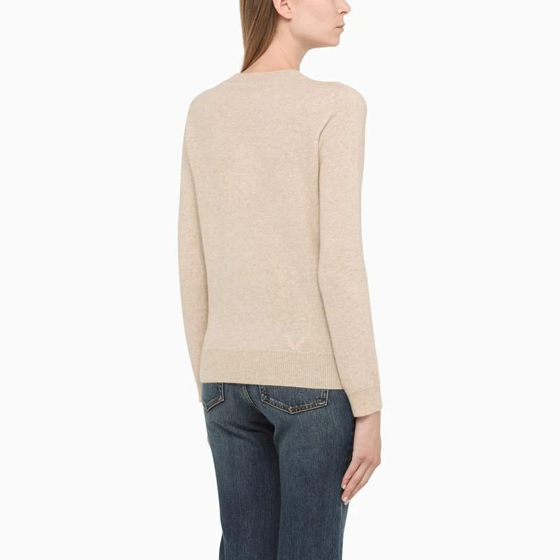 商品Max Mara|Beige cashmere sweater with logo embroidery,价格¥3161,第3张图片详细描述