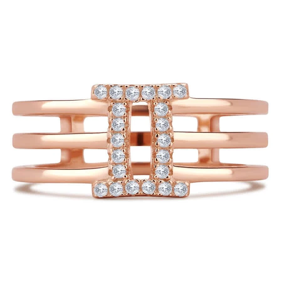 商品DiamondMuse|0.20 Carat T.W Roman Digit "II" Cubic Zirconia Rose Tone Fashion Ring Women's in Sterling Silver,价格¥186,第2张图片详细描述