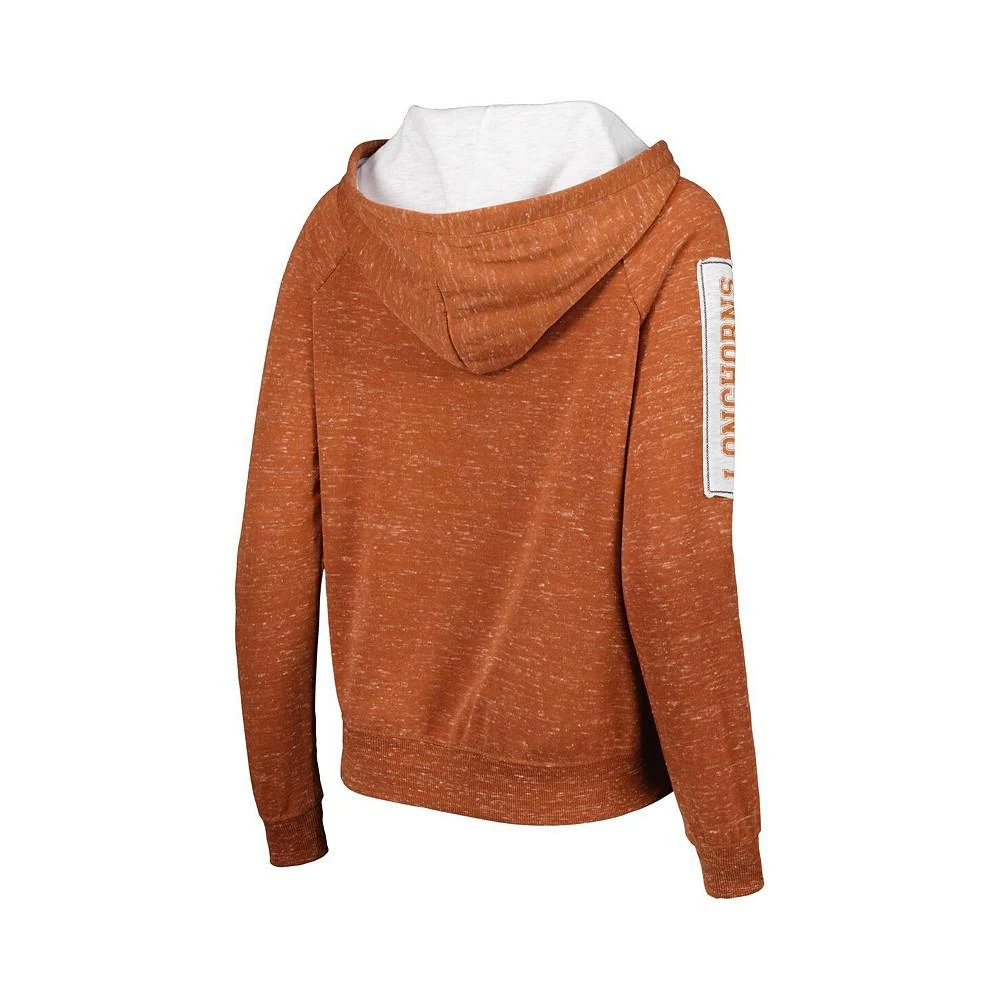 商品Colosseum|Women's Texas Orange Texas Longhorns The Devil Speckle Lace-Placket Raglan Pullover Hoodie,价格¥308,第3张图片详细描述