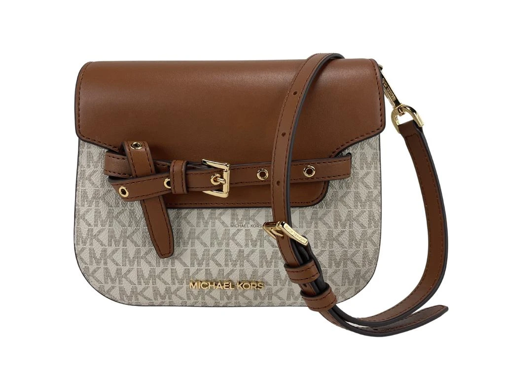 商品Michael Kors|Michael Kors Emilia Small ivory Signature PVC Saddle Crossbody Handbag Women's Purse,价格¥2656,第2张图片详细描述
