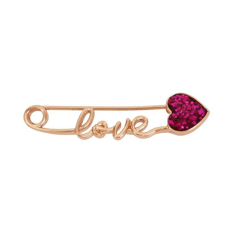 商品Betsey Johnson|Rose Gold-Tone Pink Glitter Heart Love Pin,价格¥80,第1张图片