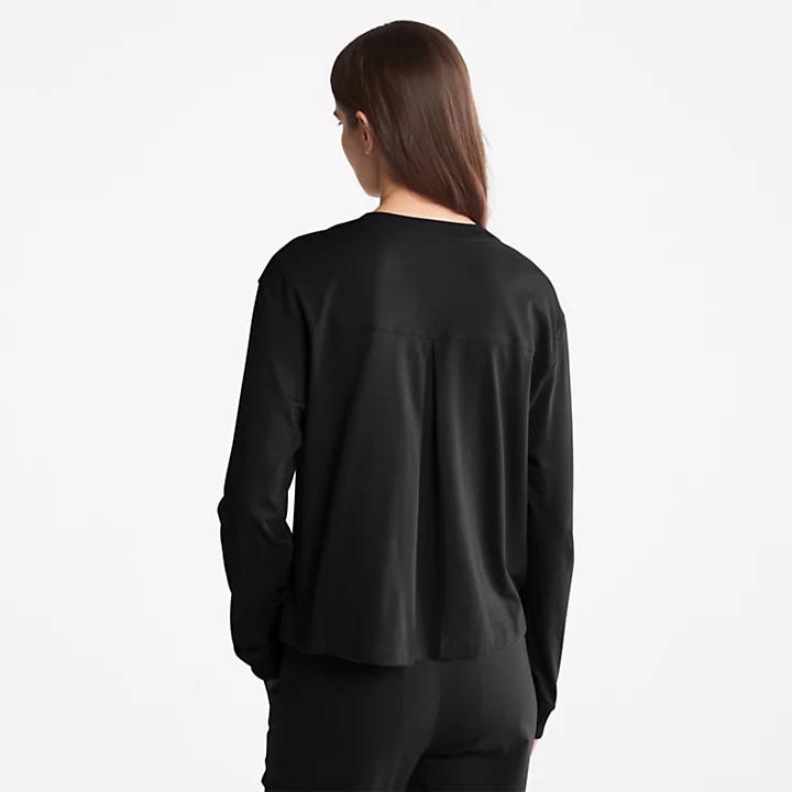 Anti-Odour Supima® Cotton Long-sleeved T-Shirt for Women in Black商品第2张图片规格展示