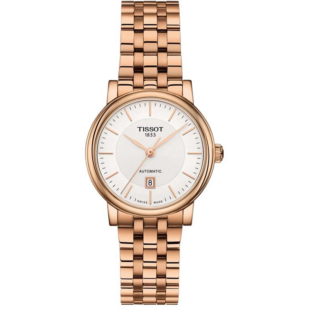 商品Tissot|Women's Swiss Automatic Carson T-Classic Rose Gold-Tone Stainless Steel Bracelet Watch 30mm,价格¥5895,第1张图片