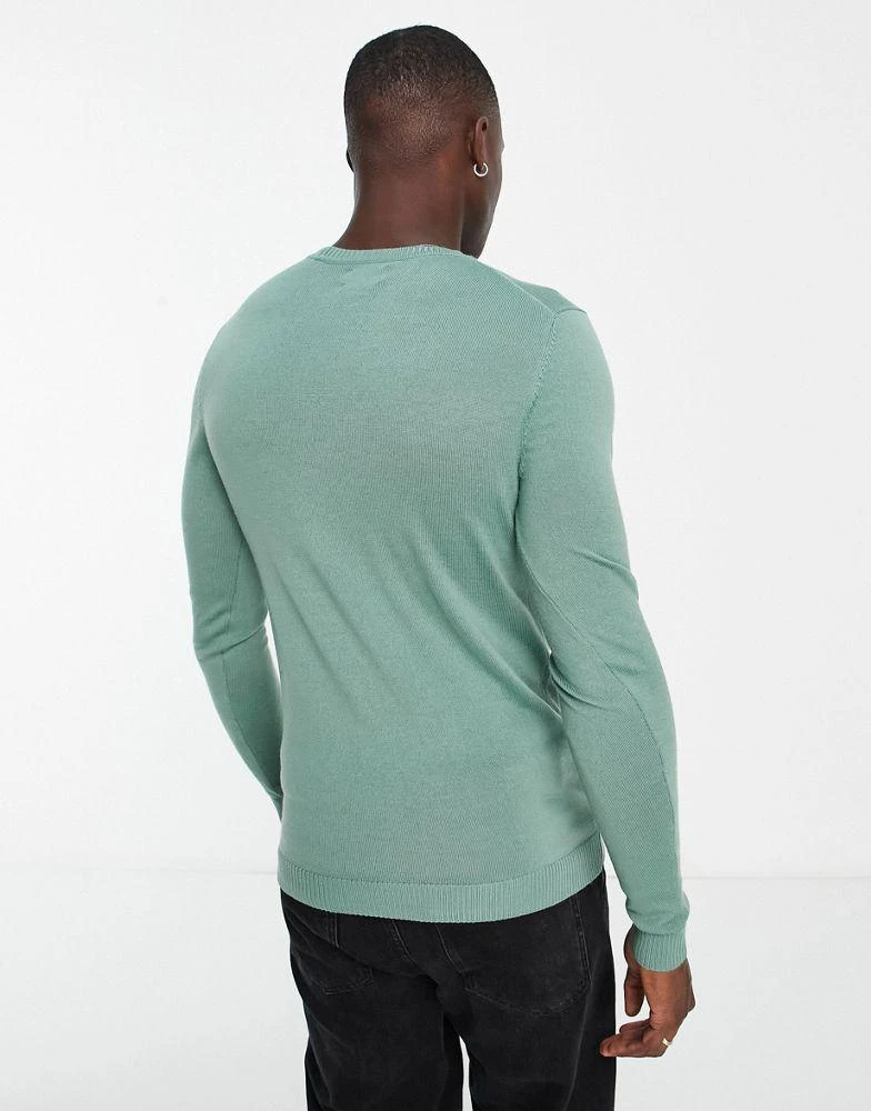 商品ASOS|ASOS DESIGN muscle fit premium merino wool jumper in sage green,价格¥307,第4张图片详细描述