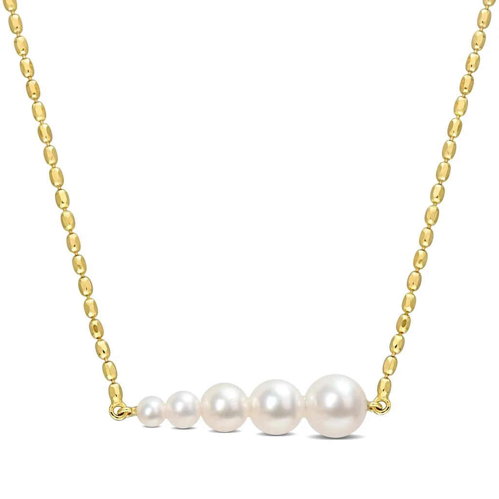 商品Mimi & Max|Cultured Freshwater Pearl Graduated Bar Necklace in Yellow Silver,价格¥534,第1张图片