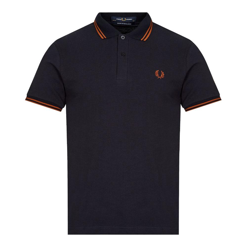 Fred Perry Twin Tipped Polo Shirt - Navy / Nut商品第1张图片规格展示