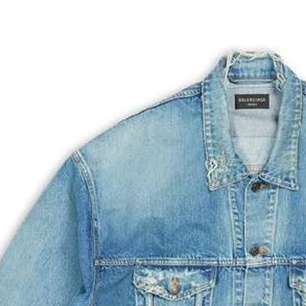 商品[国内直发] Balenciaga|巴黎世家 SS23 水洗仿旧破洞牛仔外套 宽松版型牛仔外套 男款 牛仔蓝,价格¥7663,第7张图片详细描述