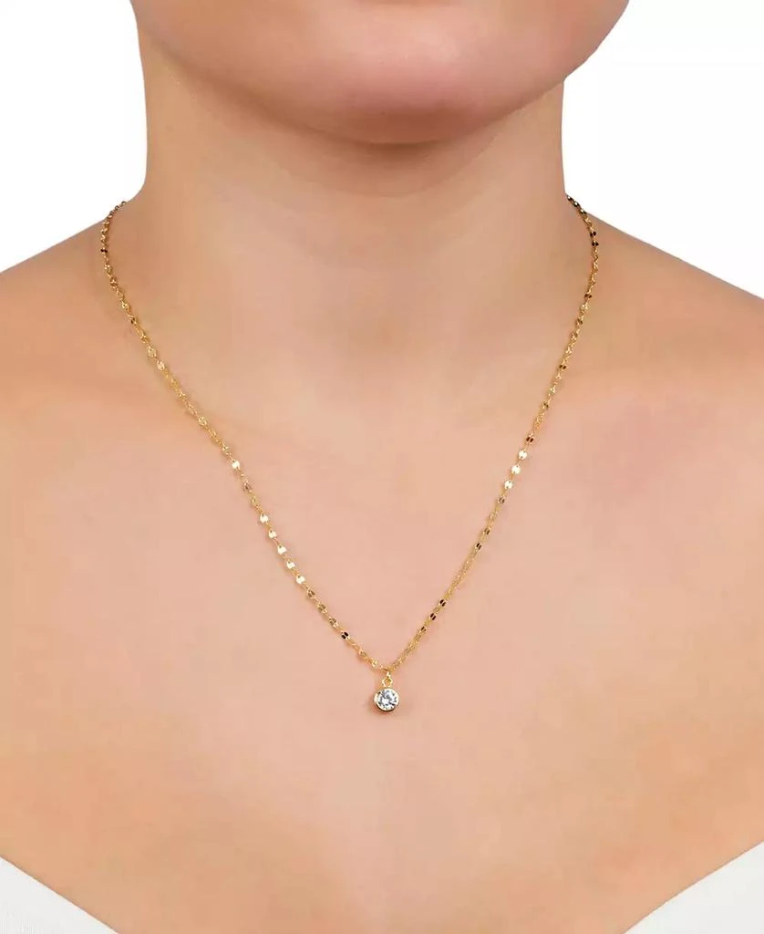 商品Giani Bernini|Cubic Zirconia Bezel Solitaire Pendant Necklace in 18k Gold-Plated Sterling Silver, 16" + 2" extender, Created for Macy's,价格¥497,第2张图片详细描述