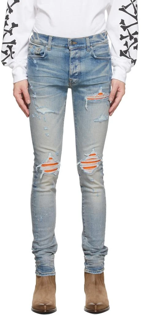 商品AMIRI|Blue MX1 Cracked Paint Jeans,价格¥4286,第1张图片