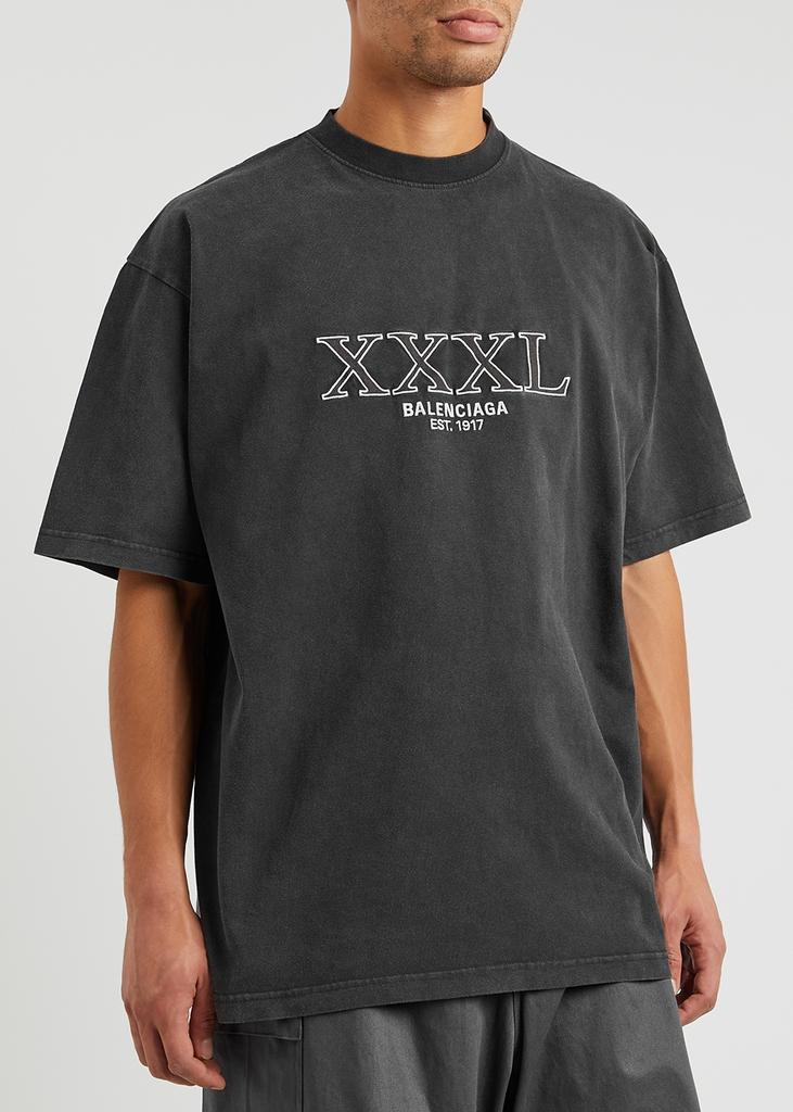 XXXL logo-embroidered cotton T-shirt商品第2张图片规格展示
