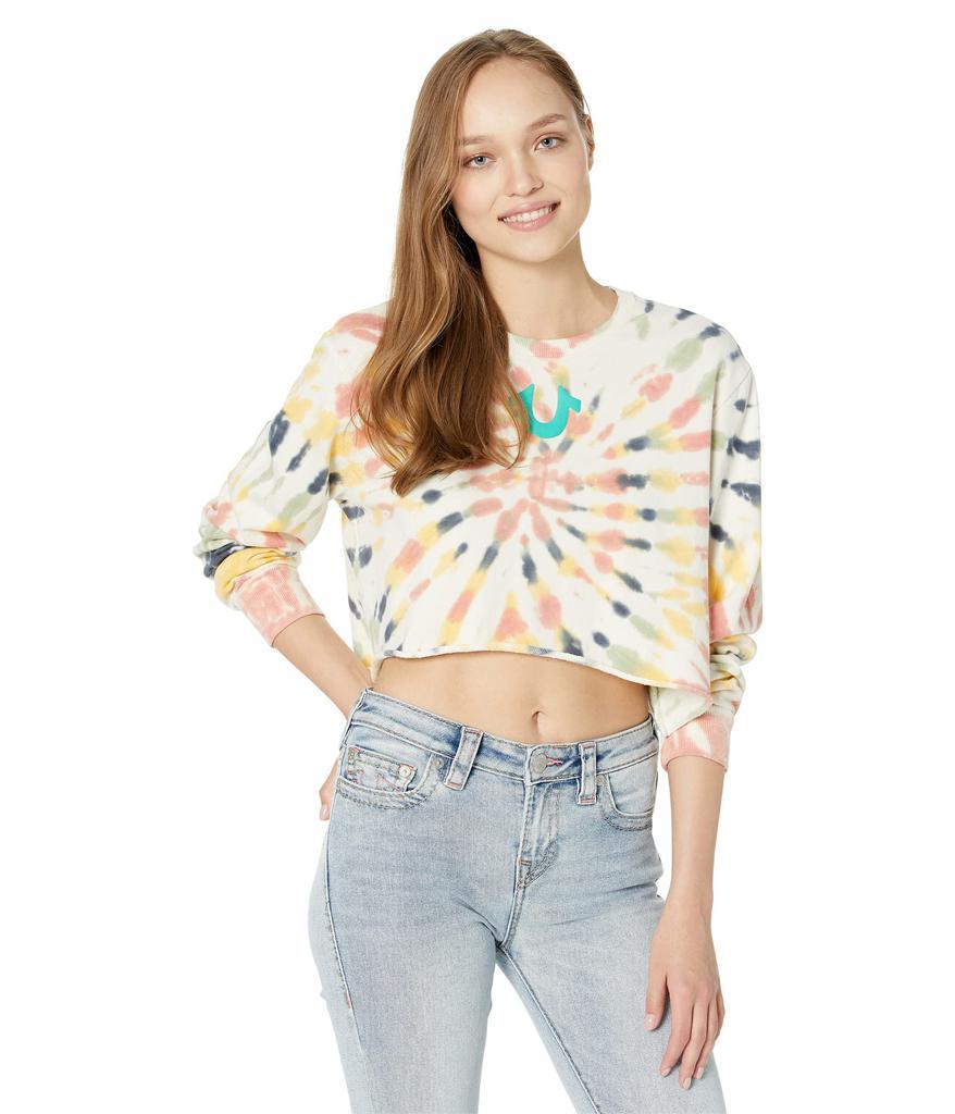 商品True Religion|Tie-Dye Crop Logo Sweatshirt,价格¥402,第1张图片