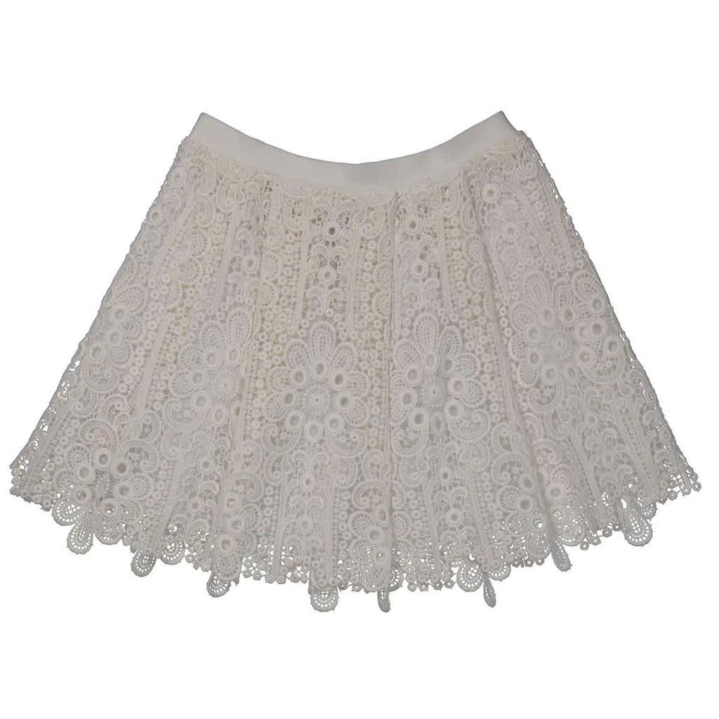 商品Burberry|Girls White Juliana Pleated Cutout Lace Skirt,价格¥4233,第1张图片