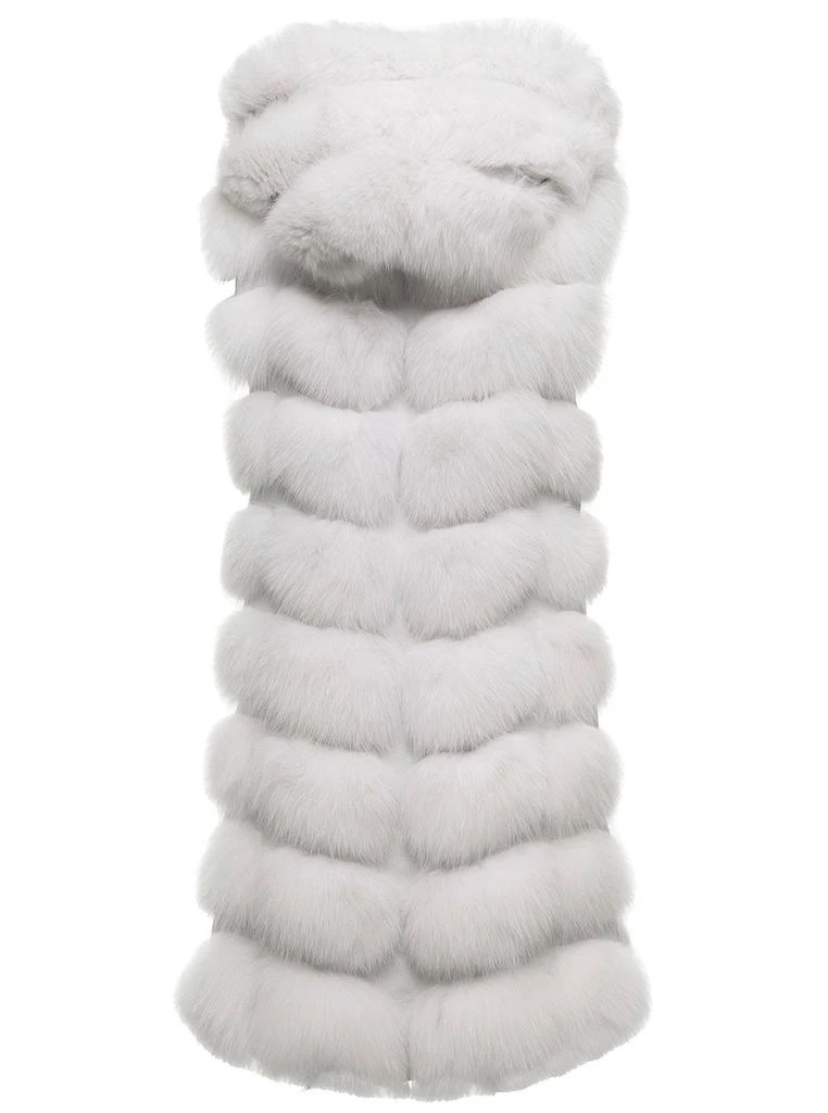 商品FRAME|Sleeveless White Quadrotti Fur in Fox with Hood Frame Pellicce Woman,价格¥9870,第1张图片