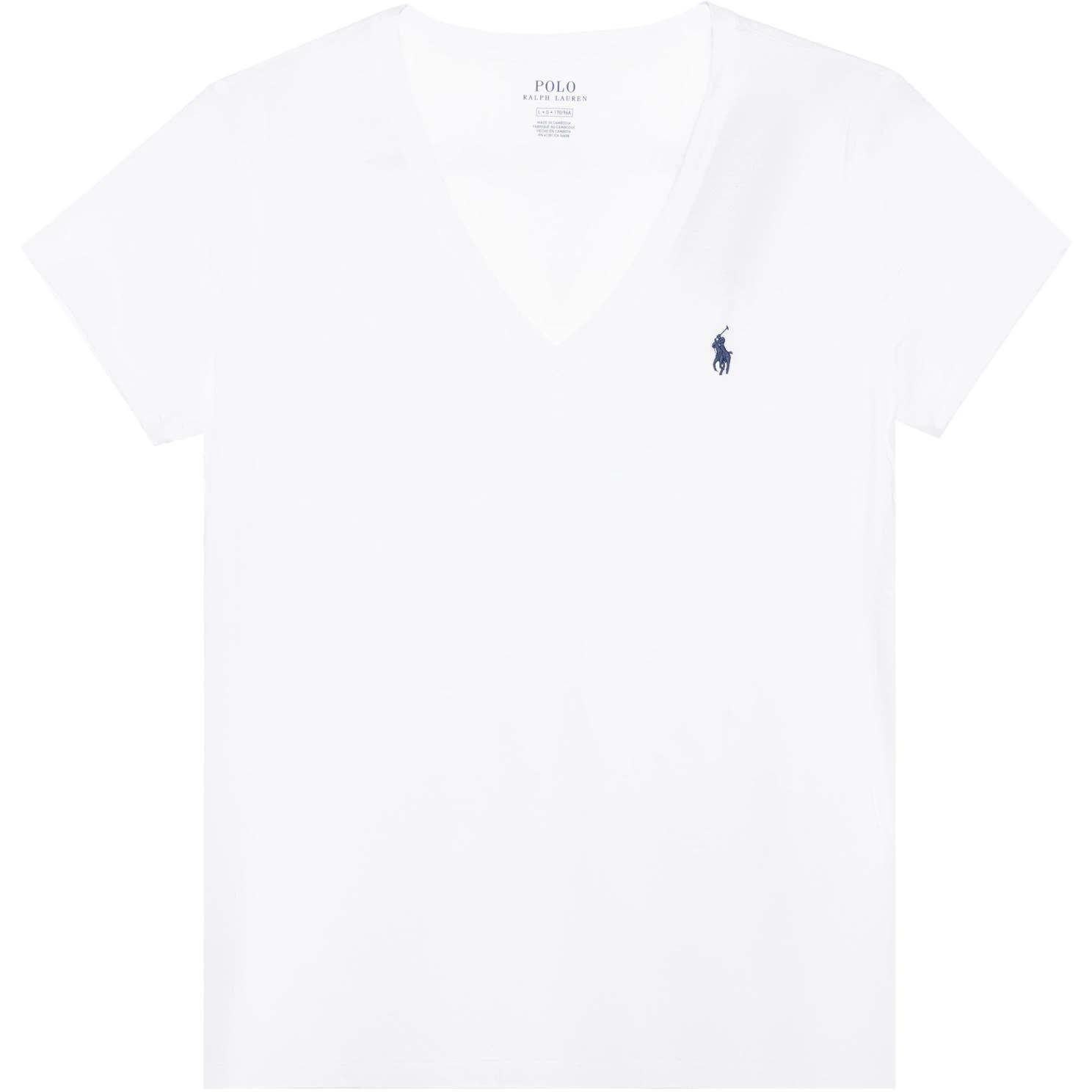 商品[国内直发] Ralph Lauren|纯色Logo刺绣V领短袖 T恤 女款 白色,价格¥476,第1张图片