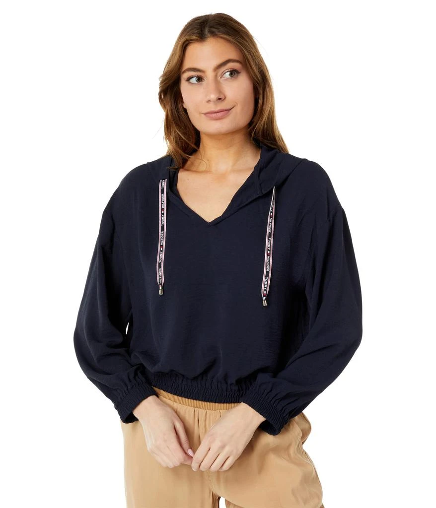 商品Tommy Hilfiger|Crop Woven Hooded Pullover Blouse,价格¥507,第1张图片