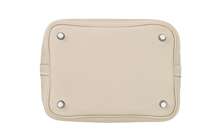 商品[国内直发] Hermes|爱马仕 Picotin Lock 18 银扣 Clemence小公牛皮 菜篮子水桶包手提包 女款 10 Craie 奶昔白,价格¥41390,第5张图片详细描述