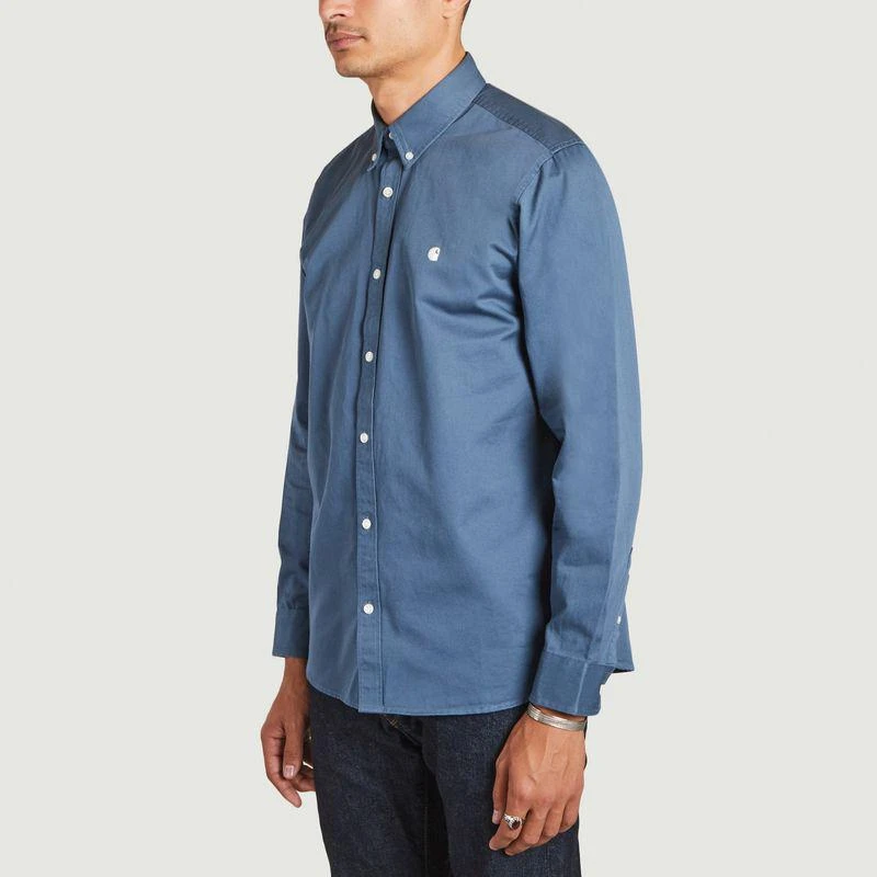 商品Carhartt|L/S Madison cotton shirt Storm Blue Wax Carhartt WIP,价格¥515,第2张图片详细描述