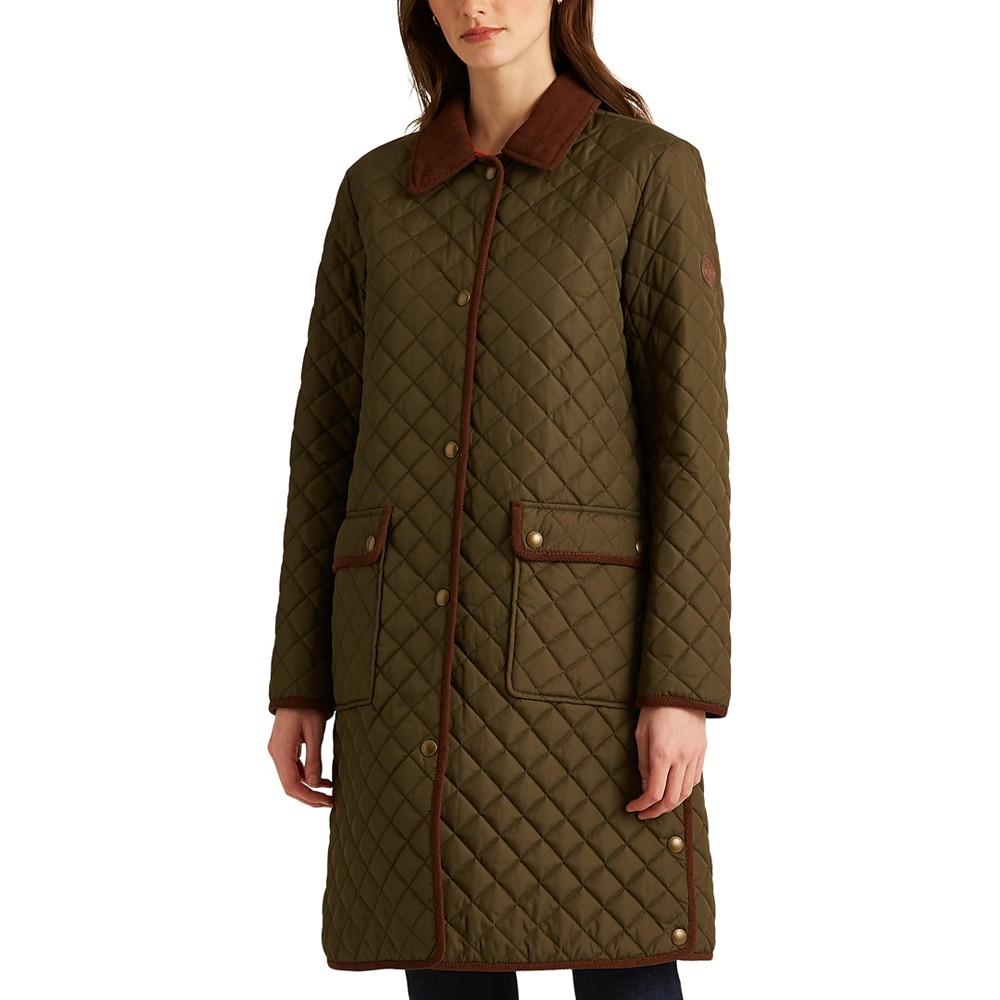 Women's Corduroy-Trim Quilted Coat商品第1张图片规格展示