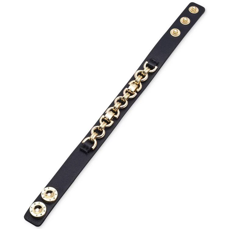 商品DKNY|Gold-Tone Chain Leather Snap Bracelet, Created for Macy's,价格¥118,第1张图片