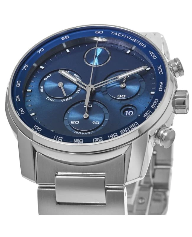 商品Movado|Movado Bold Verso Blue Chronograph Dial Steel Men's Watch 3600740,价格¥5397,第2张图片详细描述