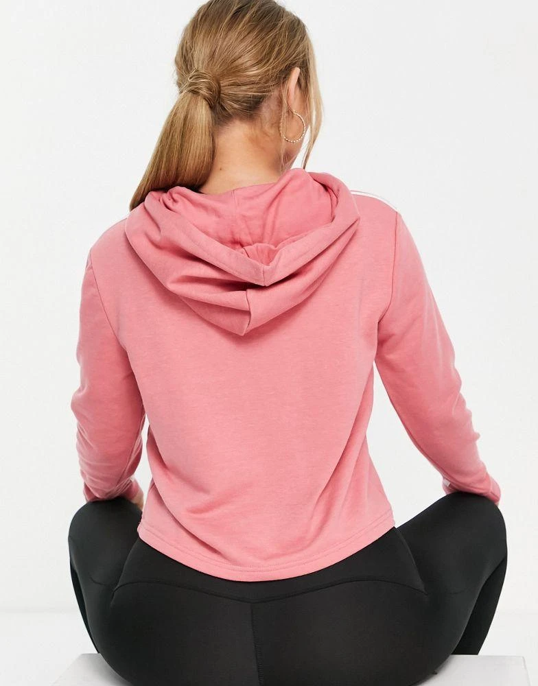商品Adidas|adidas Training cropped 3 stripe hoodie in rose pink,价格¥228,第2张图片详细描述