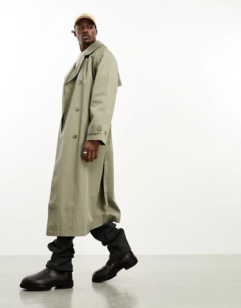 商品ASOS|ASOS DESIGN extreme oversized trench coat in khaki,价格¥288,第2张图片详细描述