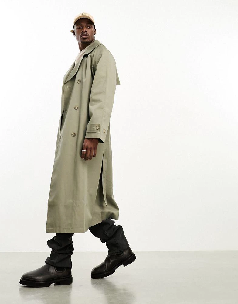 商品ASOS|ASOS DESIGN extreme oversized trench coat in khaki,价格¥290,第2张图片详细描述