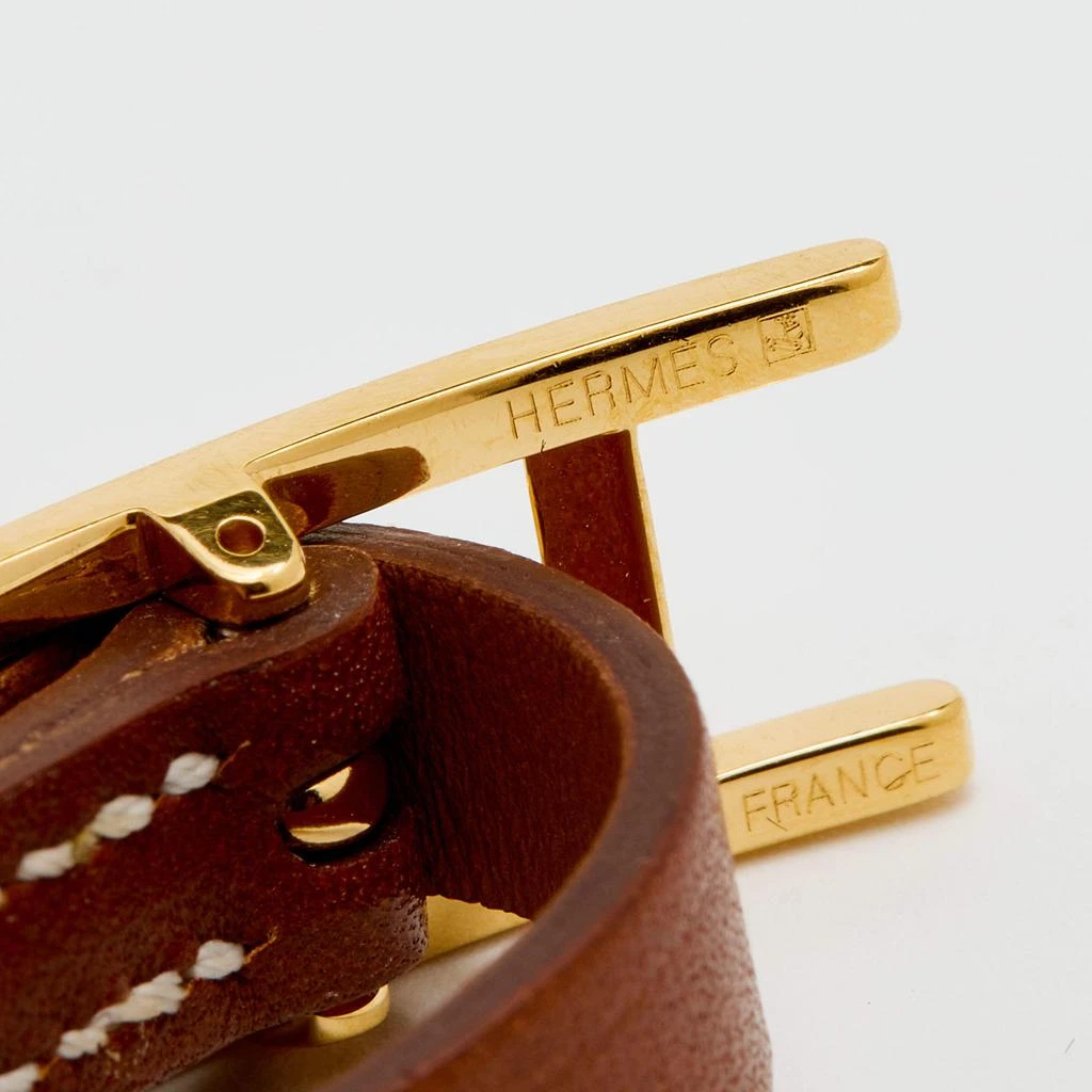 商品[二手商品] Hermes|Hermès Brown Swift Leather Hapi 3 Triple Tour Bracelet S,价格¥3786,第3张图片详细描述
