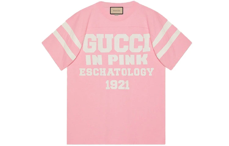 商品[国内直发] Gucci|古驰  圆领印花短袖  插肩袖T恤 男女同款 粉色,价格¥2229,第1张图片