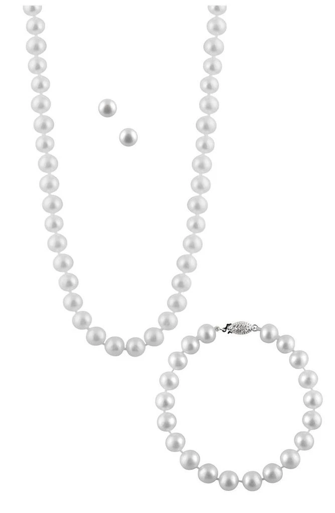 商品Splendid Pearls|7-8mm Freshwater Pearl Necklace, Bracelet, & Earrings Set,价格¥596,第1张图片