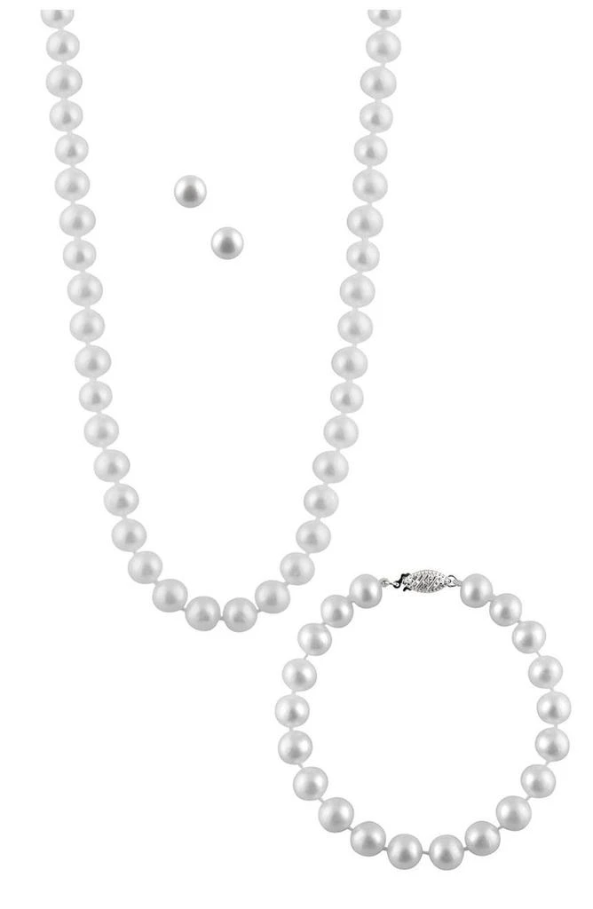 商品Splendid Pearls|7-8mm Freshwater Pearl Necklace, Bracelet, & Earrings Set,价格¥1138,第1张图片