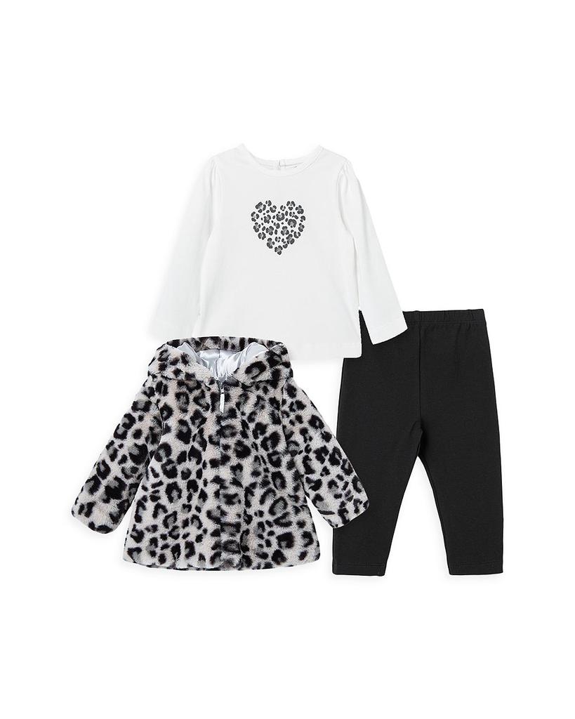 Girls' Leopard Faux Fur Jacket, Top & Leggings Set - Baby商品第1张图片规格展示