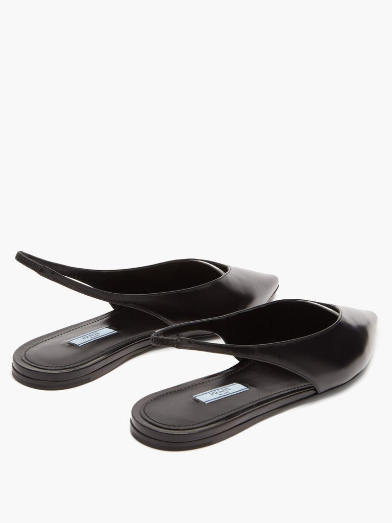商品Prada|Point-toe spazzolato-leather slingback flats,价格¥5046,第6张图片详细描述