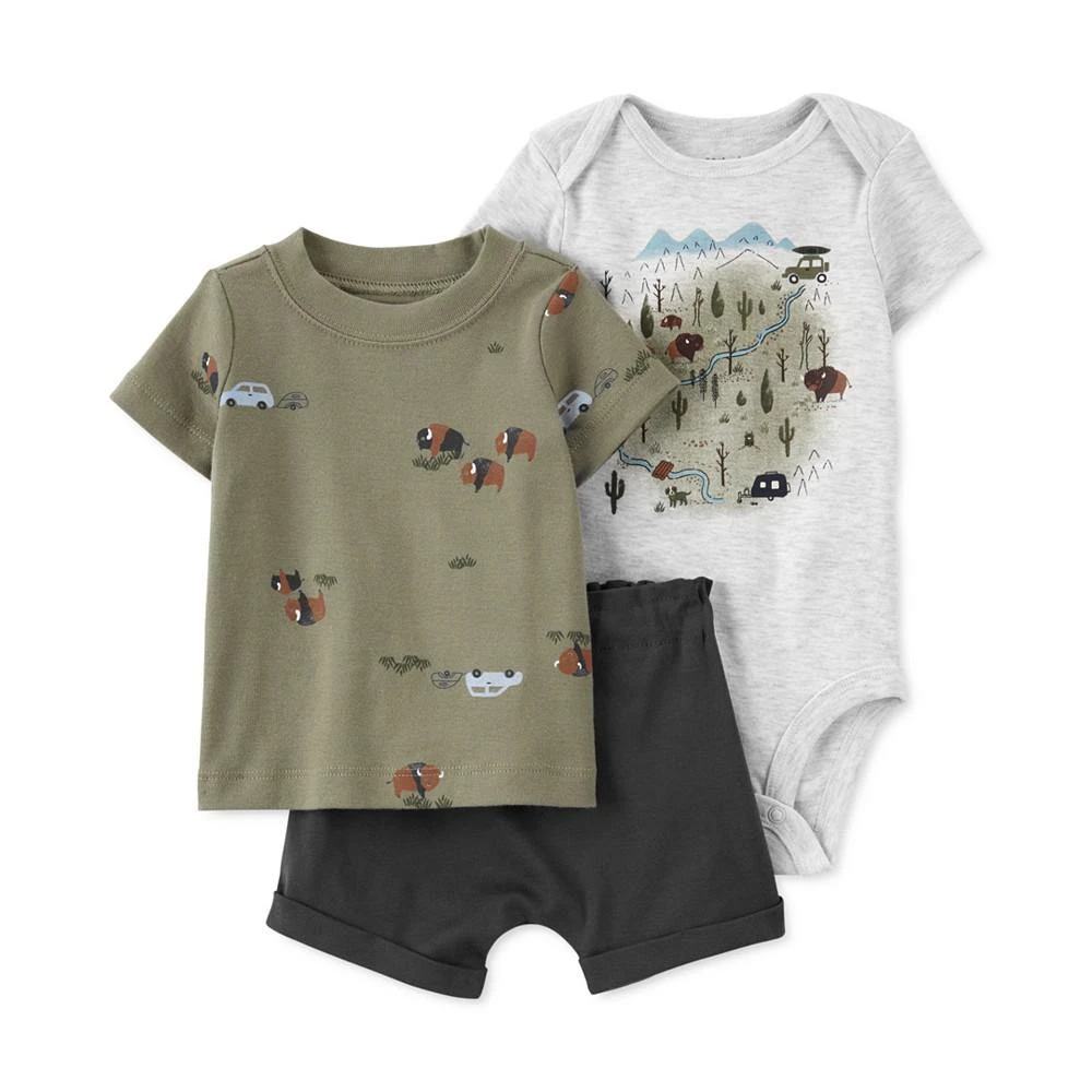 商品Carter's|Baby Boys Crew Neck Shirt, Bodysuit, and Shorts, 3 Piece Set,价格¥58,第1张图片