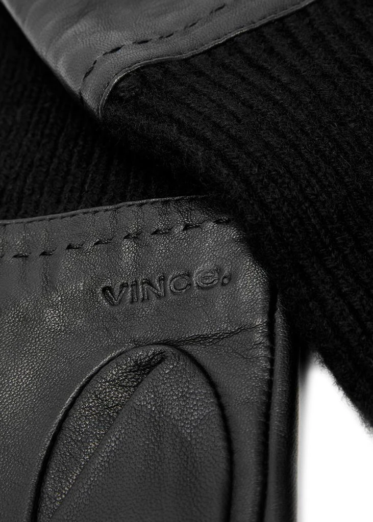 商品Vince|Leather and ribbed-knit gloves,价格¥1219,第2张图片详细描述