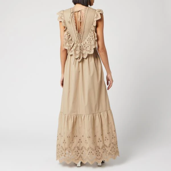 商品Self Portrait|Self-Portrait Women's Cotton Broderie Sleeveless Maxi Dress - Light Beige,价格¥2524,第2张图片详细描述