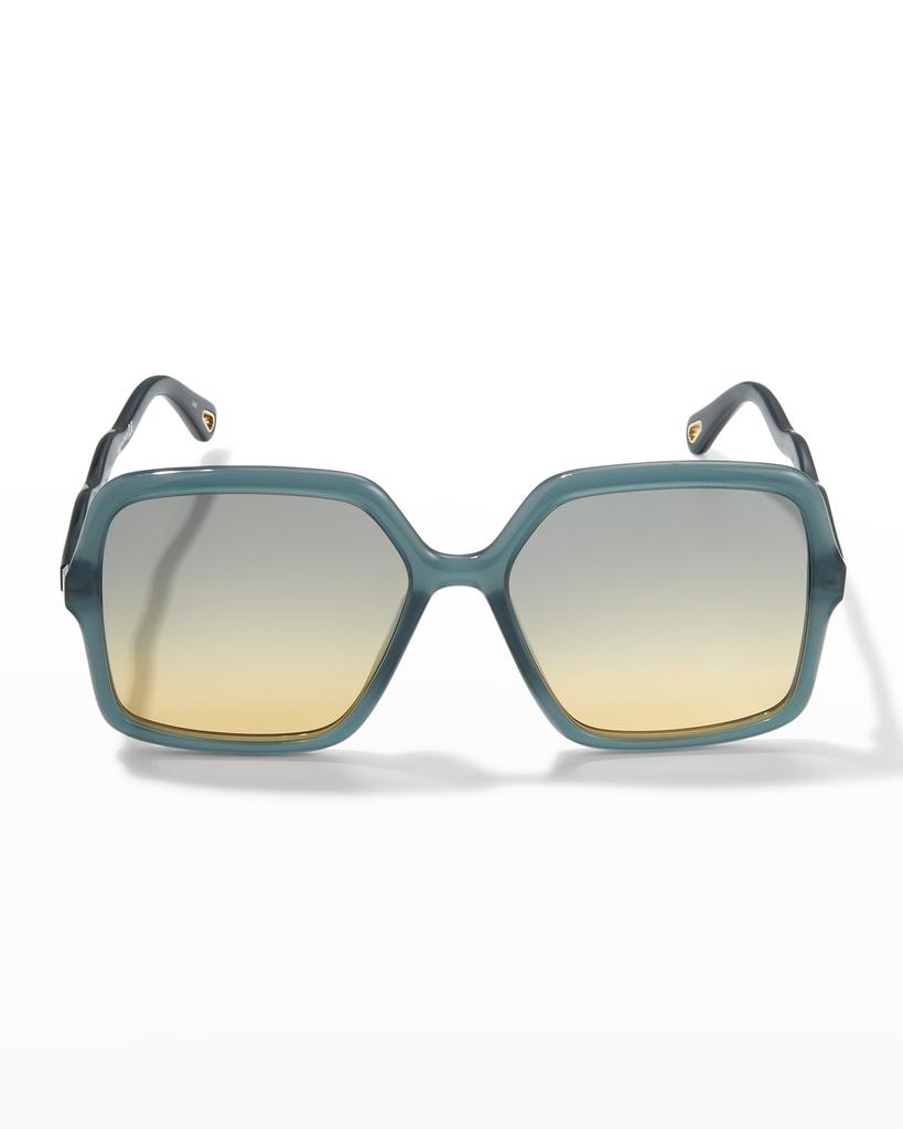 Wavy Rectangle Acetate Sunglasses商品第3张图片规格展示