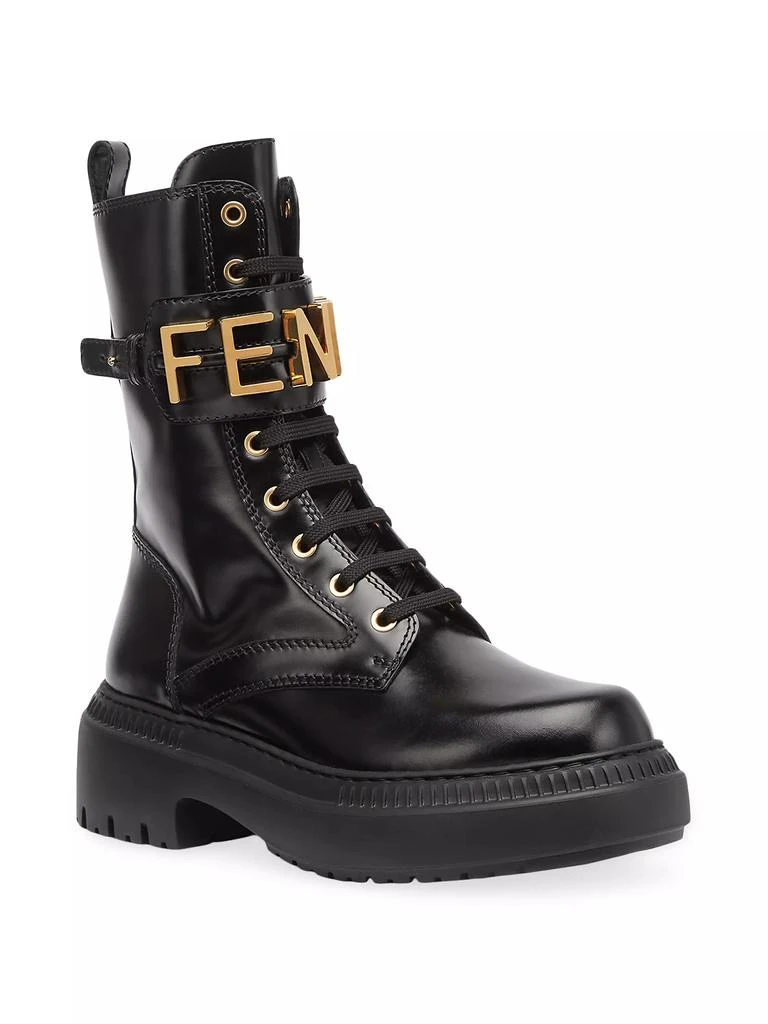 商品Fendi|Logo Leather Lug-Sole Combat Boots,价格¥11969,第2张图片详细描述