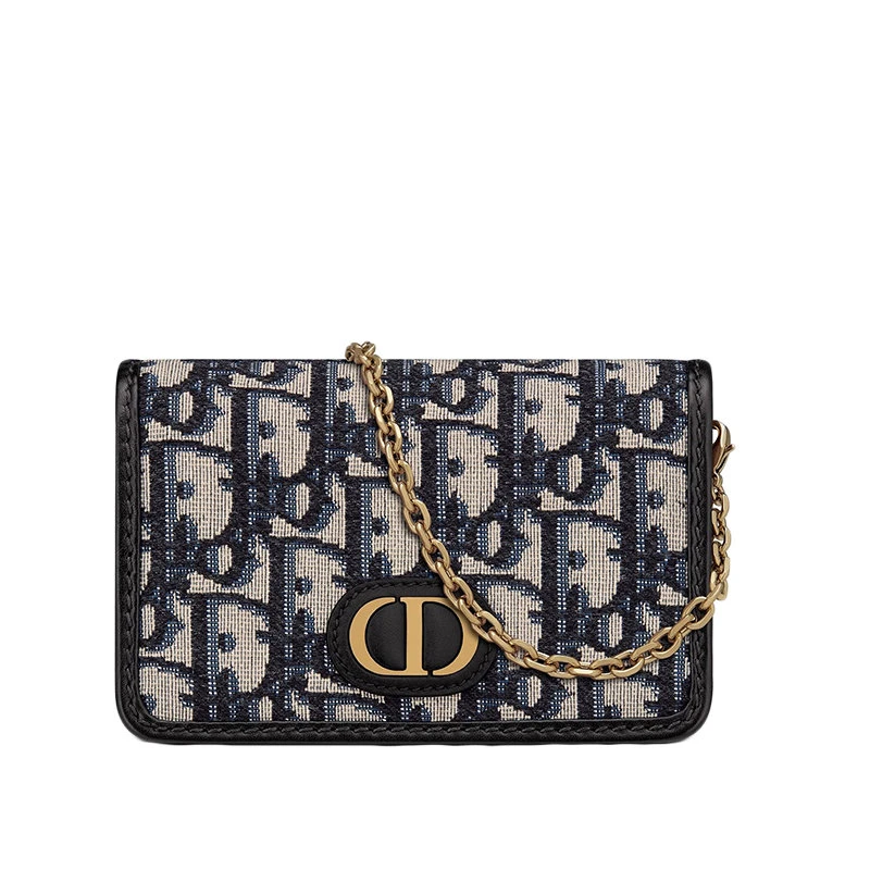 商品Dior|【预售3-7天】DIOR/迪奥 202030 Montaigne系列 Nano蓝色Dior斜纹提花帆布CD金扣单肩斜挎蒙田包 S2105UTZQ_M928,价格¥8381,第1张图片
