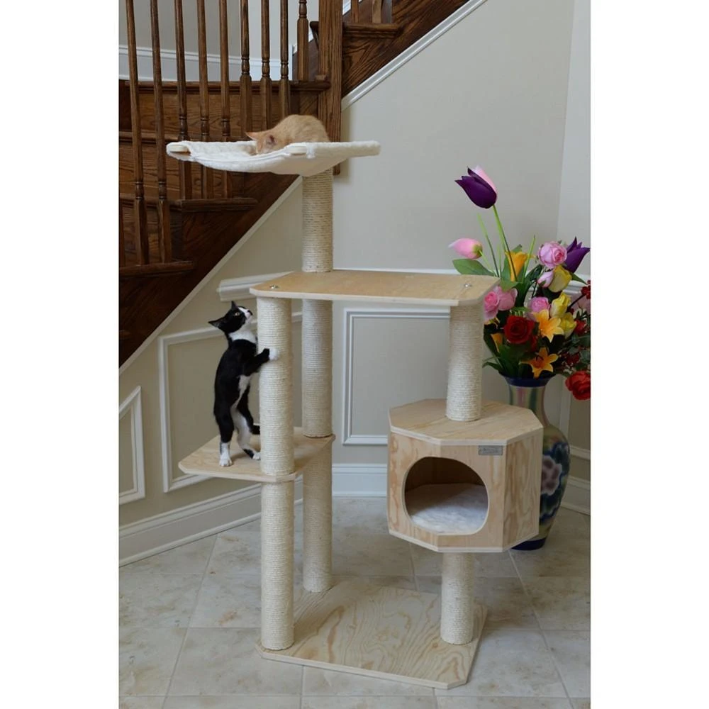 商品Macy's|54" Real Wood Premium Scots Pine, 3-Level Cat Tree With Perch & Condo,价格¥2140,第2张图片详细描述