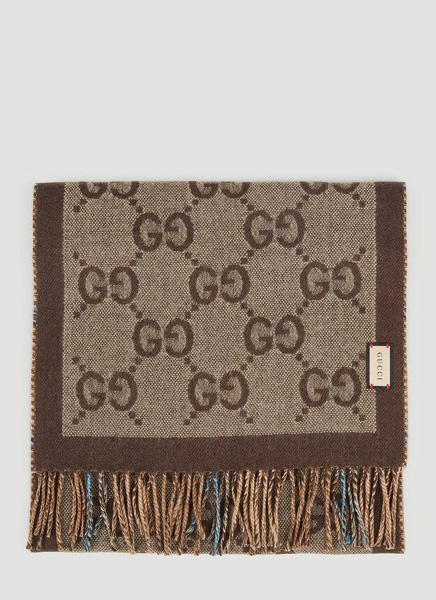 商品Gucci|GG Reversible Check Scarf in Brown,价格¥4260,第1张图片