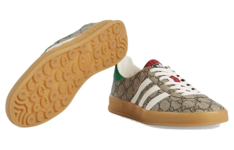 商品[国内直发] Gucci|adidas originals x 古驰 GAZELLE 帆布 低帮系带 德训鞋 时尚板鞋 男款 乌木色,价格¥5700,第6张图片详细描述