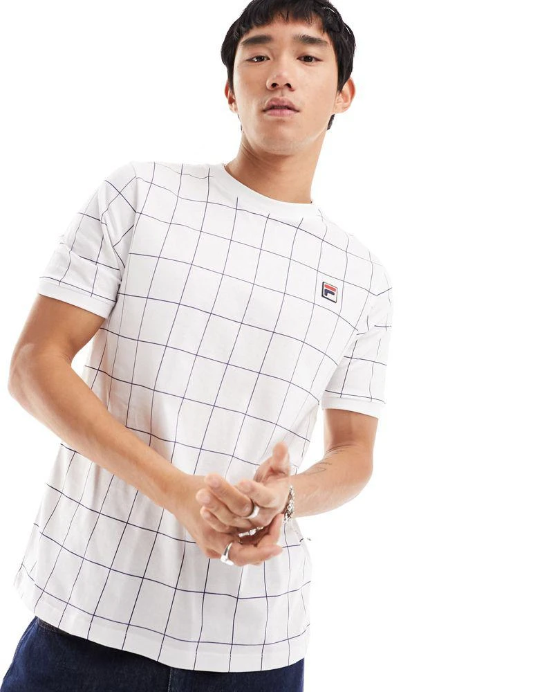 商品Fila|Fila Benton t-shirt with box logo in white check,价格¥290,第1张图片