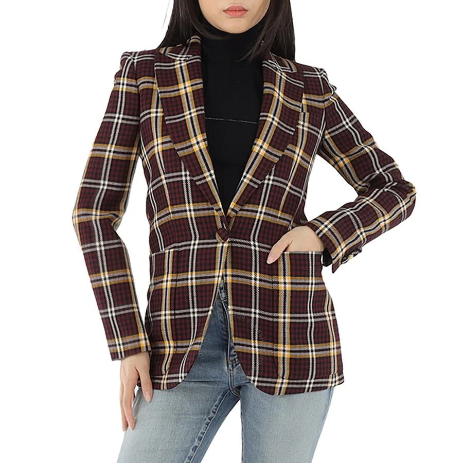 商品Burberry|Ladies Burgundy Check Wool Twill Blazer,价格¥1908,第1张图片